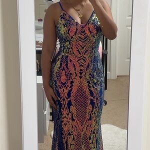 Multicolor Sequin Mermaid Prom Dress